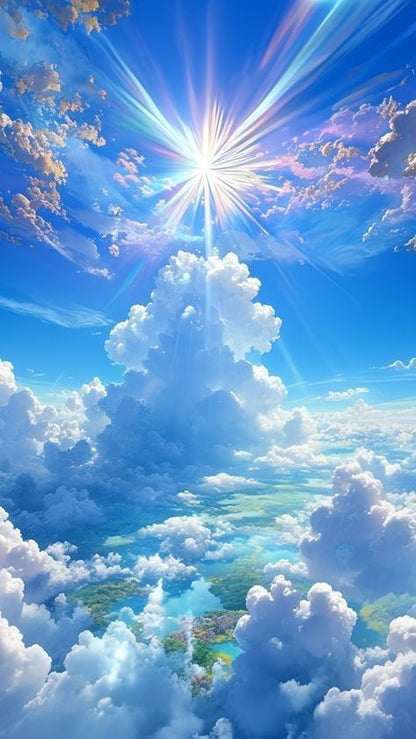 3D Sunlight Sky Ceiling Design with Clouds for Living Room, Office & Bedroom