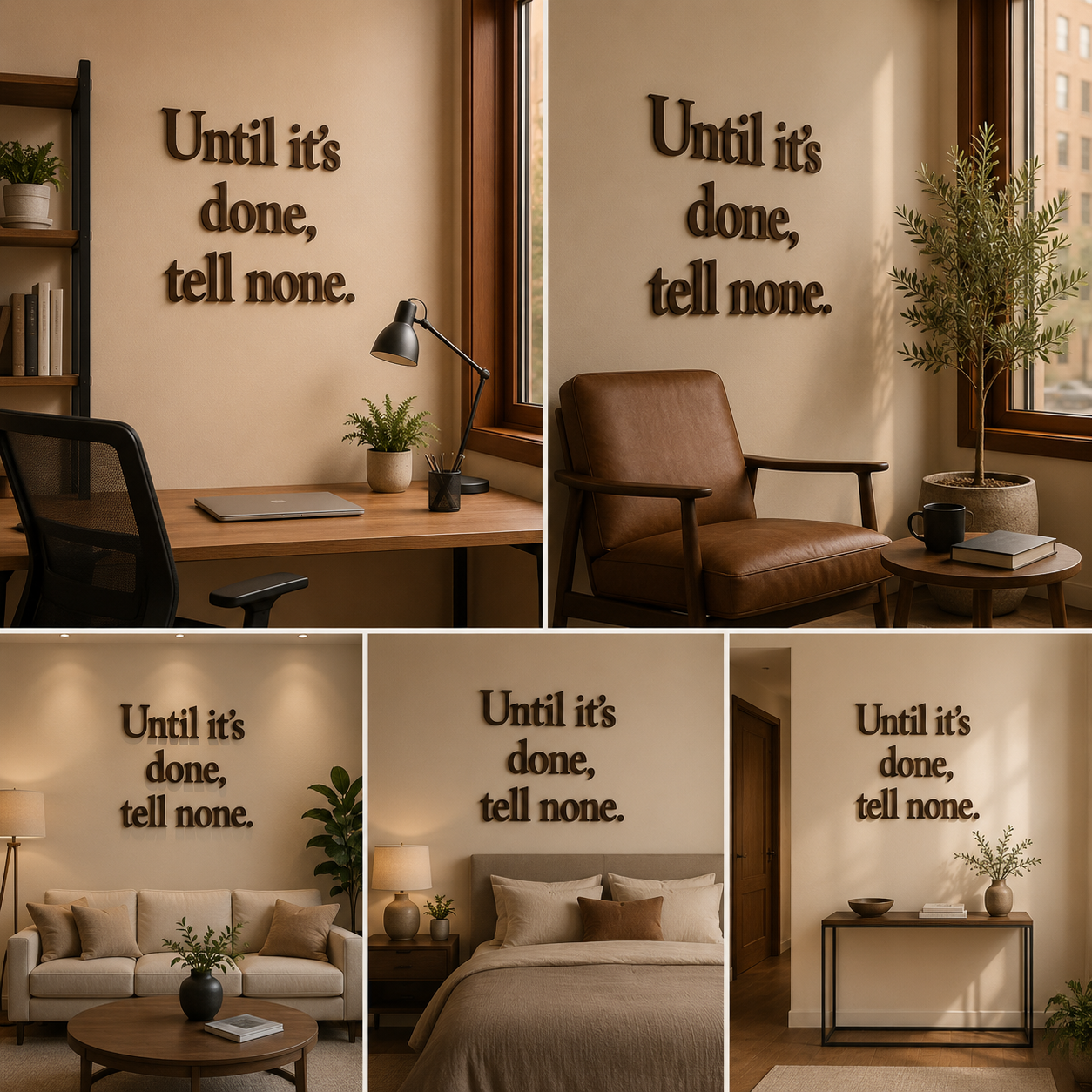 Motivational Acrylic Wall Quote Sign – Until It’s Done Tell None 3D Typography Wall Decor for Office, Workspace & Study Interiors