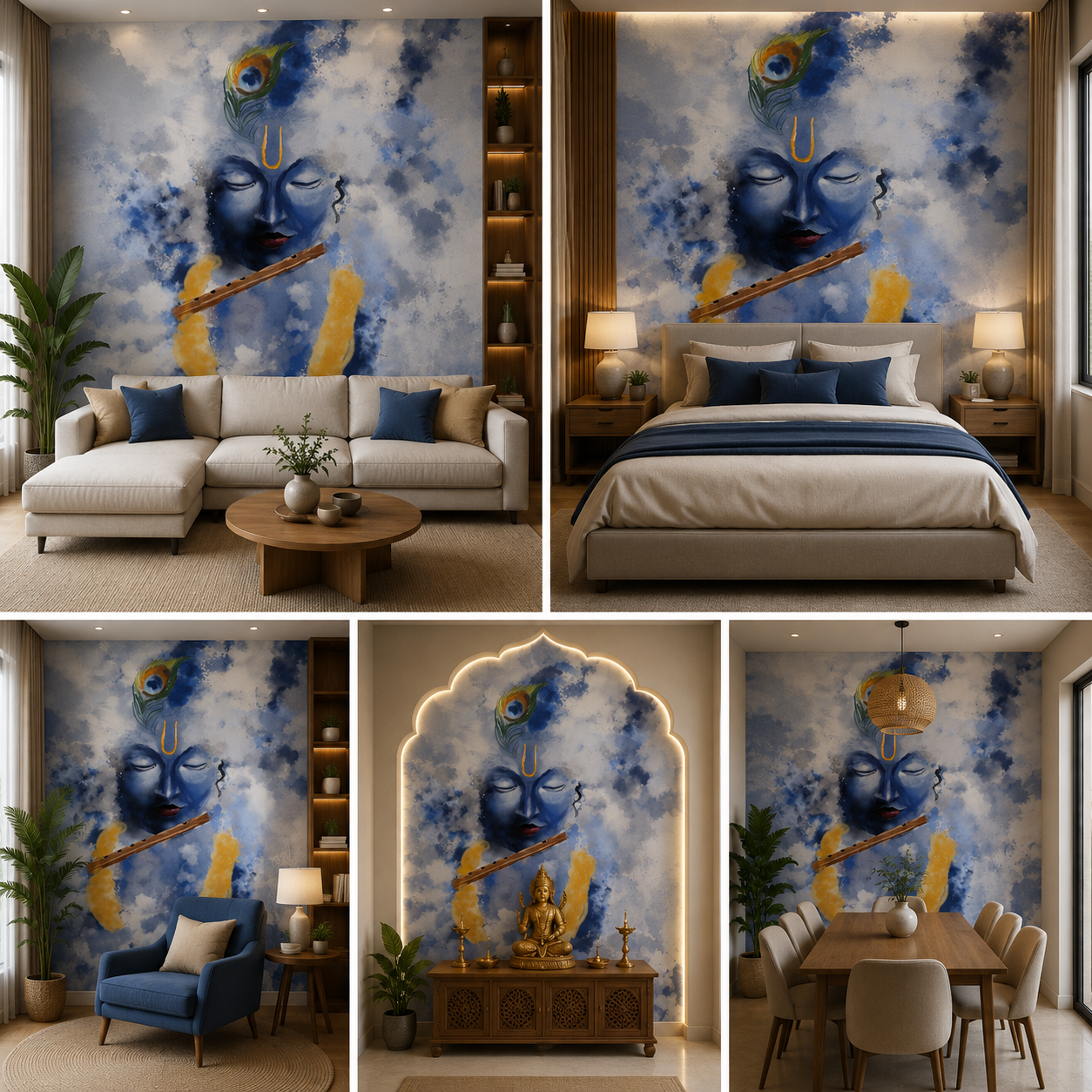 Lord Krishna Wallpaper | Peel & Stick Premium Wallpaper