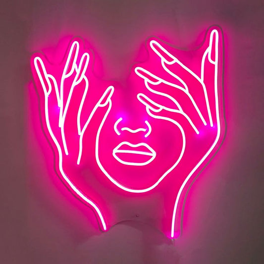 Aesthetic face neon sign board pink custom neon light wall decor