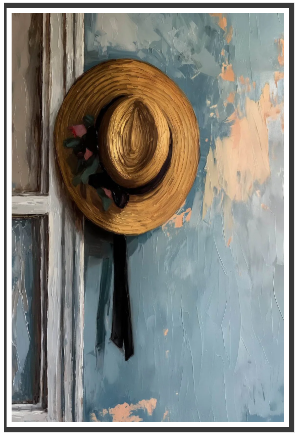 aesthetic hat wall art canvas painting frame window theme rustic decor painting on canvas