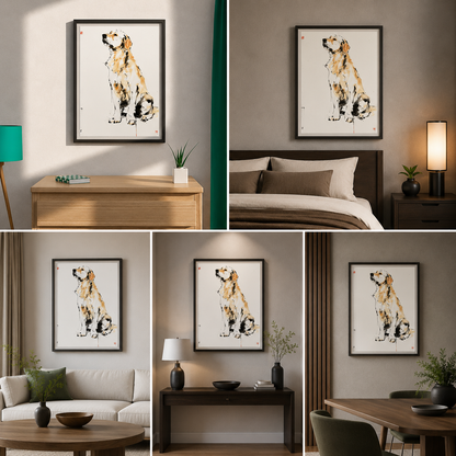 Drawing A Sitting Dog Wall Art For Living Room Decor Pet Shop decor (24 By 36) In