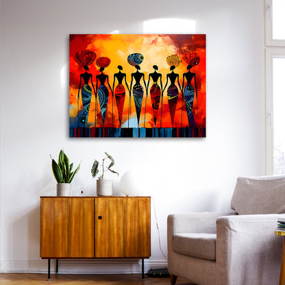 African women silhouette wall painting vibrant tribal canvas art for living room decor