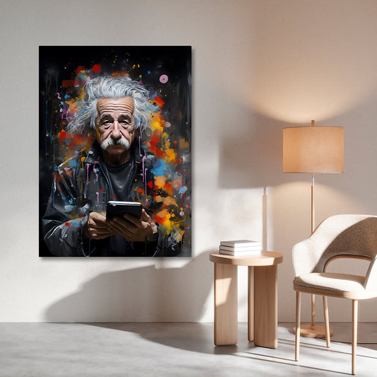 albert einstein portrait canvas painting frame modern scientist painting on canvas wall decor