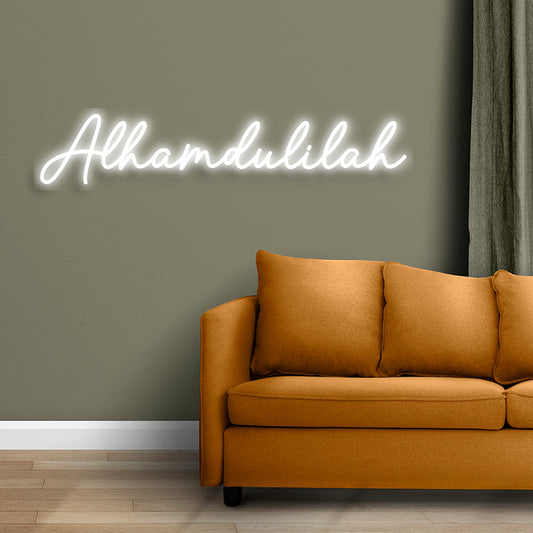 alhamdulillah neon sign board white LED custom neon light islamic wall decor