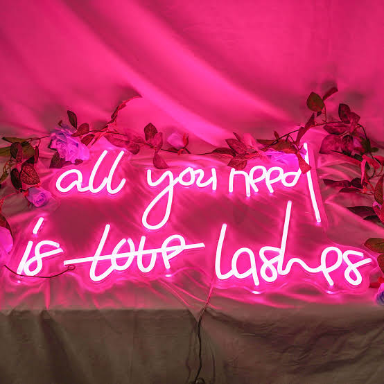 All You Need Is Lashes neon sign board pink neon light beauty salon wall decor