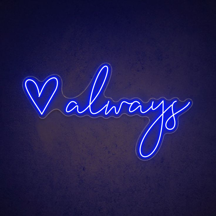 Always neon sign board with heart blue LED neon light wall decor