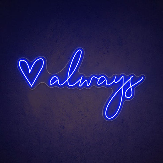Always neon sign board with heart blue LED neon light wall decor