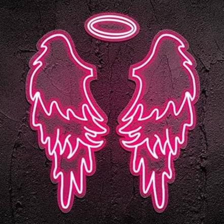 angel wings halo neon sign board pink LED custom neon light aesthetic wall decor