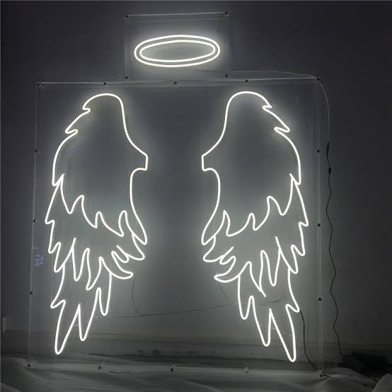 angel wings halo neon sign board white LED custom neon light aesthetic wall decor