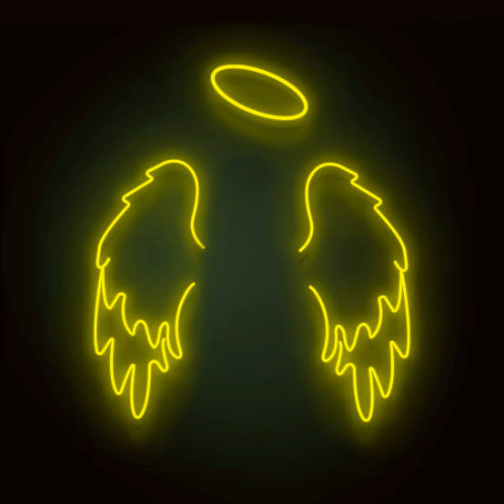 angel wings halo neon sign board yellow LED custom neon light aesthetic wall decor