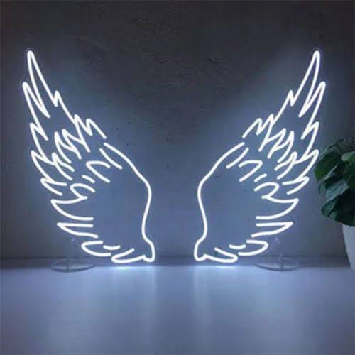 angel wings LED neon sign board customised white neon light signs aesthetic wall decor custom neon sign
