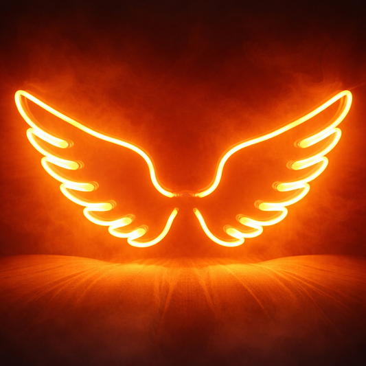 angel wings neon sign board customised orange neon light signs aesthetic wall decor custom neon sign