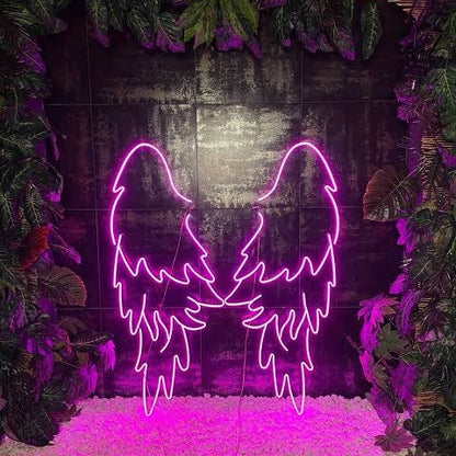 angel wings neon sign board pink LED custom neon light aesthetic wall decor