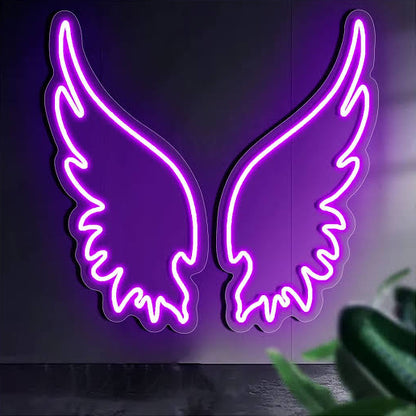 angel wings neon sign board purple LED custom neon light aesthetic wall decor