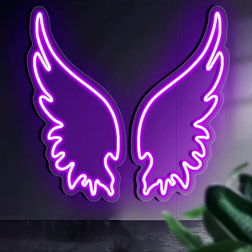 angel wings neon sign board purple LED custom neon light aesthetic wall decor