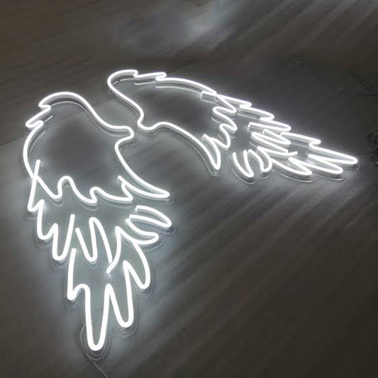 angel wings neon sign board white LED custom neon light aesthetic wall decor