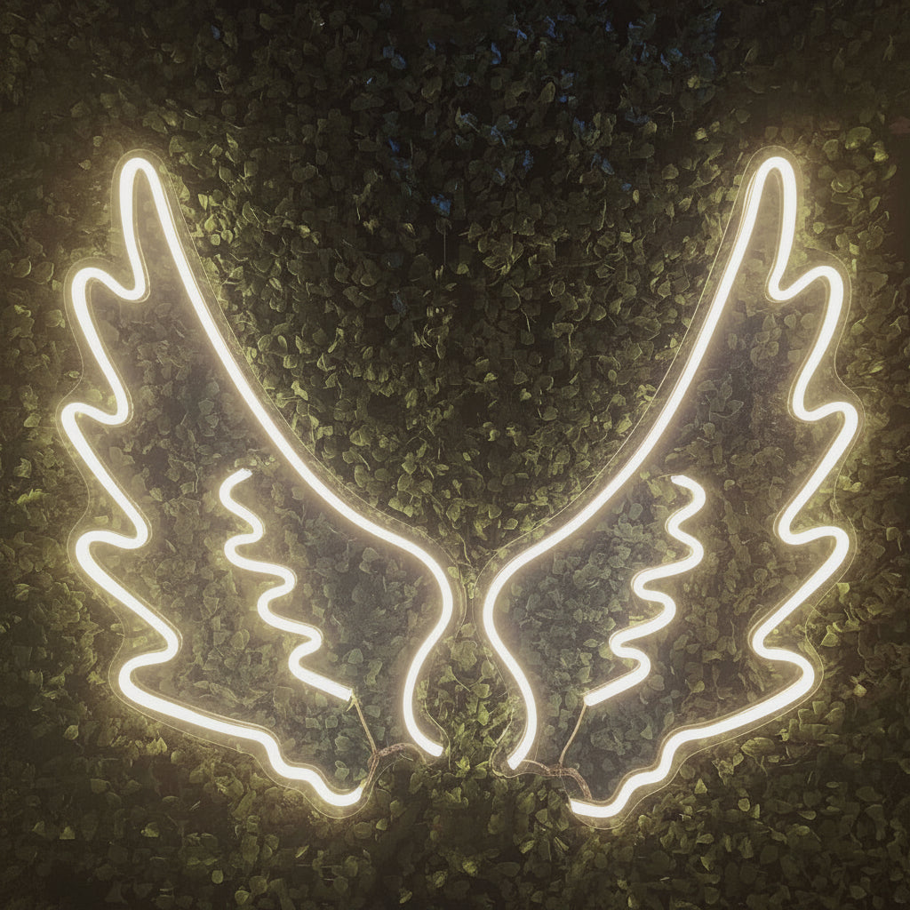 angel wings wall neon sign board customised white neon light signs aesthetic decor custom neon sign