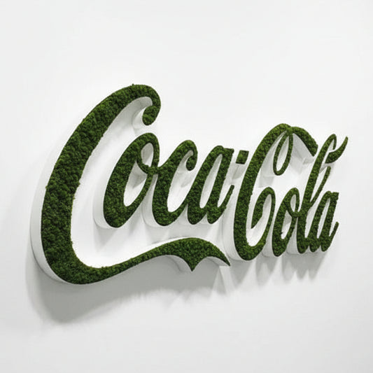 artificial moss 3d logo wall sign green moss lettering for office branding decor