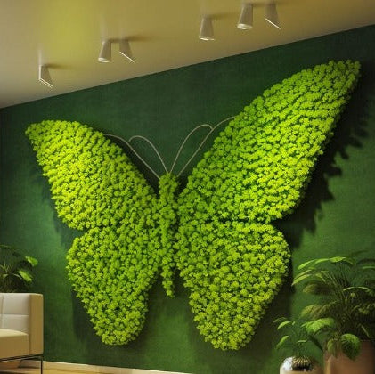 artificial moss butterfly wall decor large green wall art panel for luxury interior design