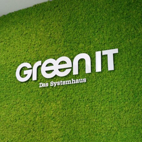 artificial moss wall panel green IT logo signage for office branding green wall decor