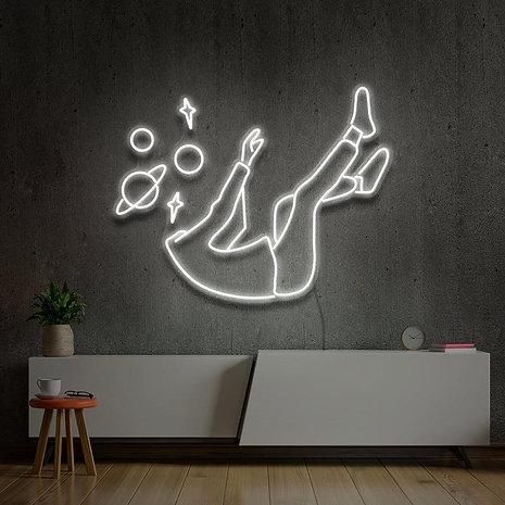 Astronaut floating neon sign board customised white neon light for bedroom wall decor