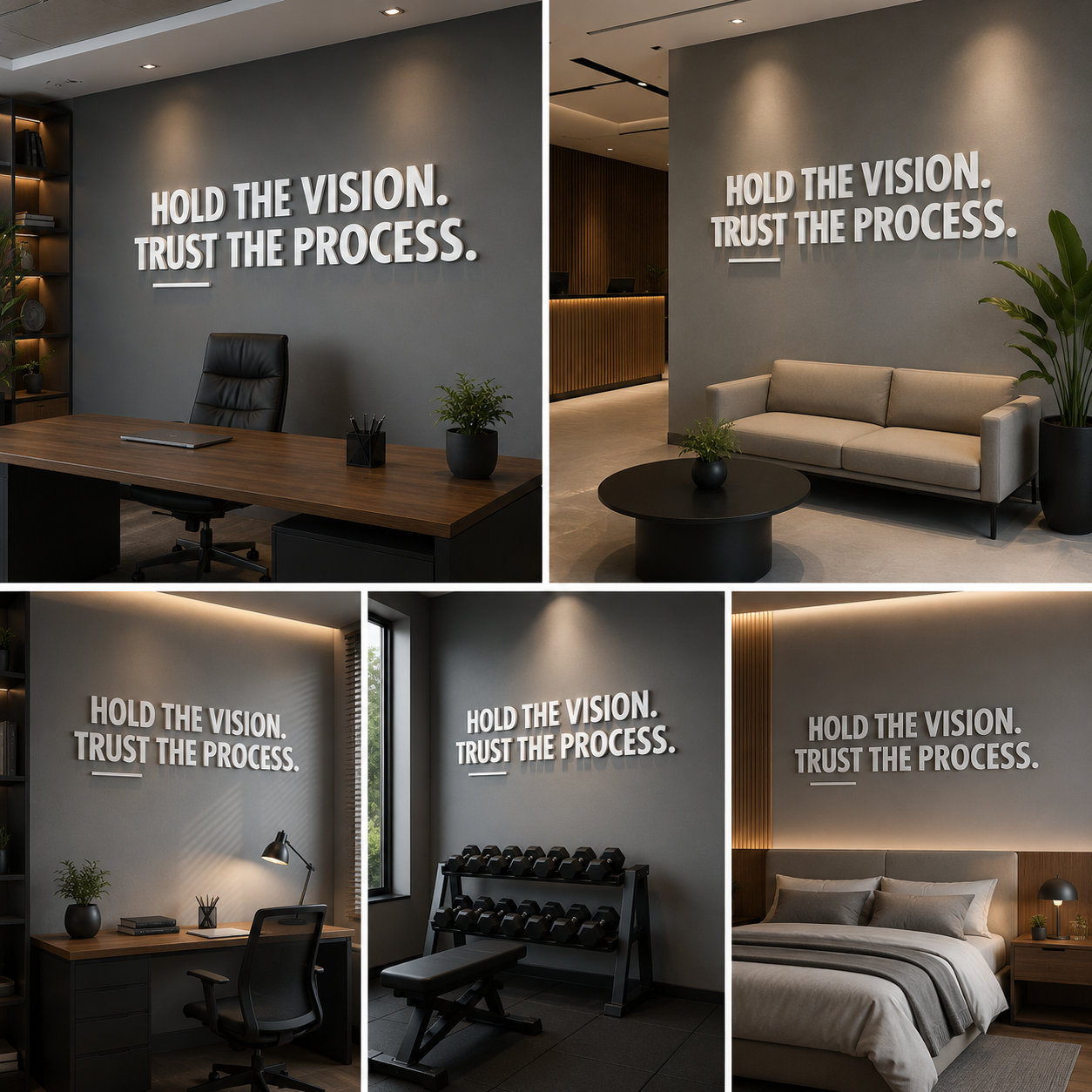 Hold the Vision Trust the Process Wall Art – 3D Motivational Office Sign | Corporate & Workspace Decor