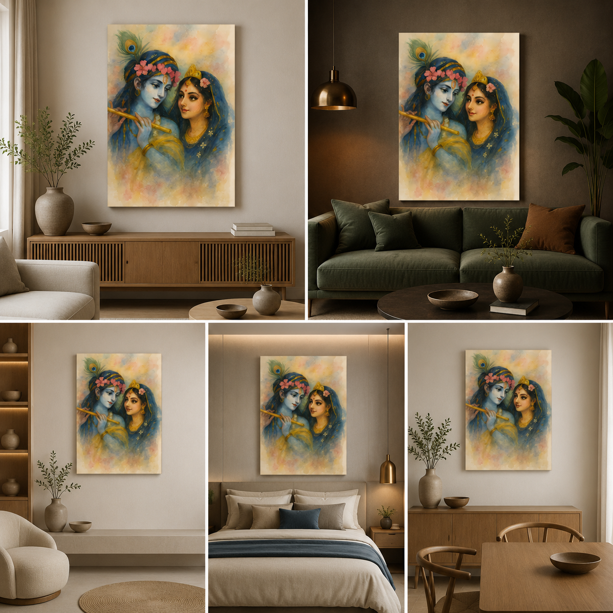 Radha Krishna Divine Canvas Painting | Elegant Wall Decor for Living Room