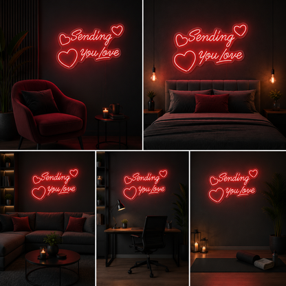 Sending You Love Neon Sign Board | Custom Neon Light Romantic Wall Decor