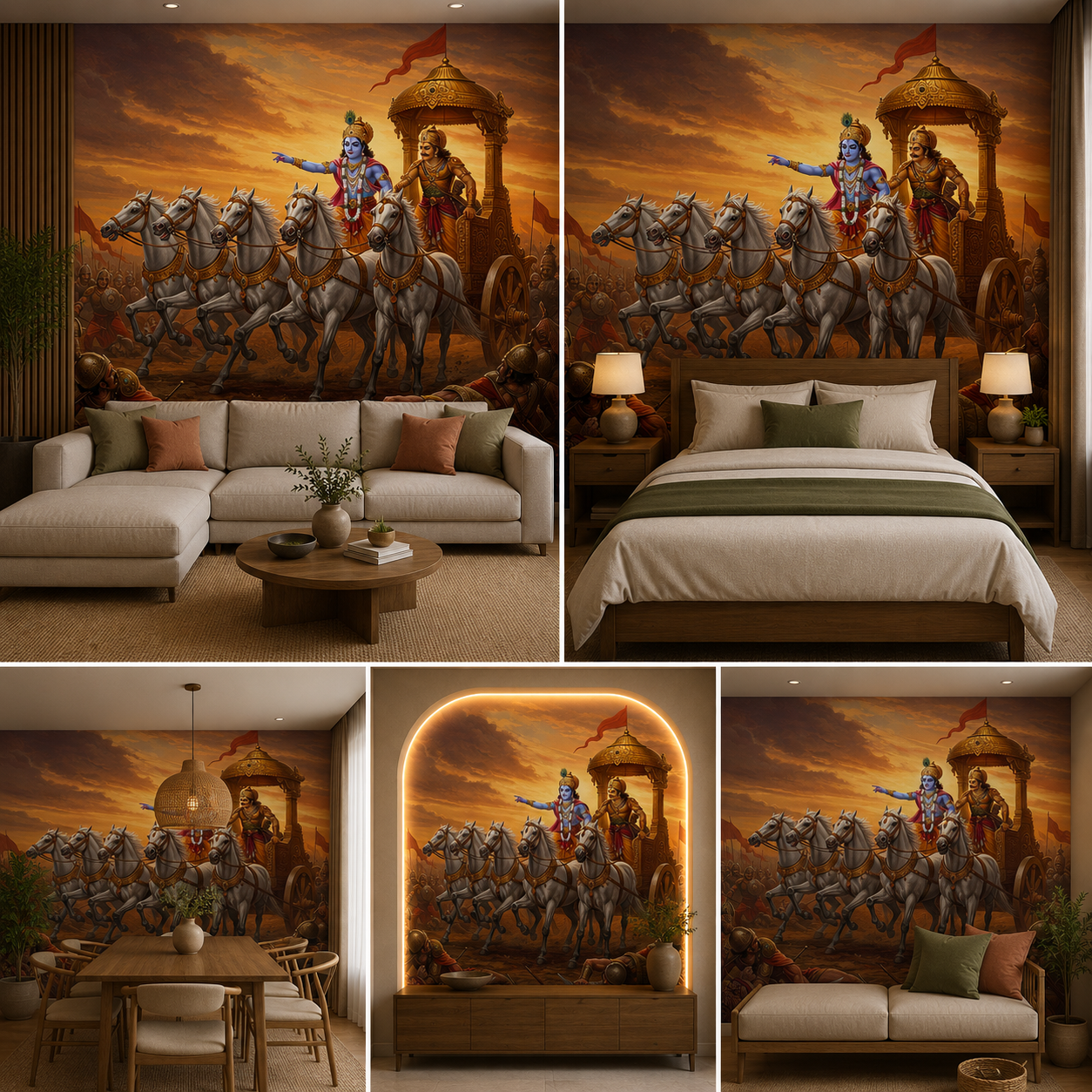 Krishna Arjuna Wallpaper | Peel & Stick Premium Wallpaper