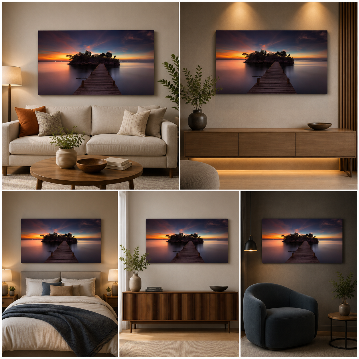 Sunset Painting Frame for Living Room Wall Decor
