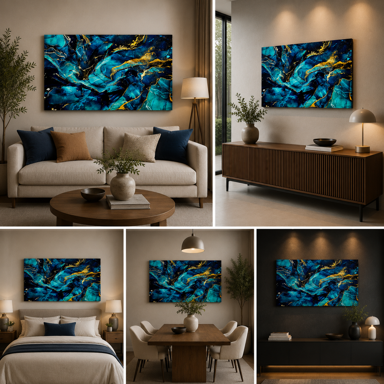 Abstract Colourful Wave Art Canvas Painting Wall Frame for Living Room