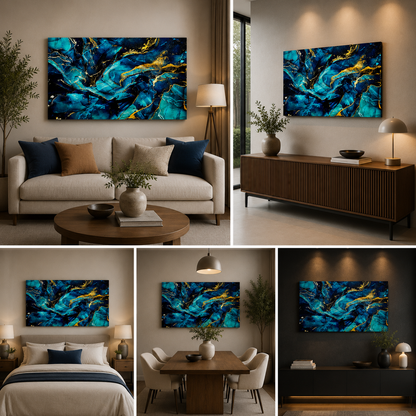 Abstract Colourful Wave Art Canvas Painting Wall Frame for Living Room