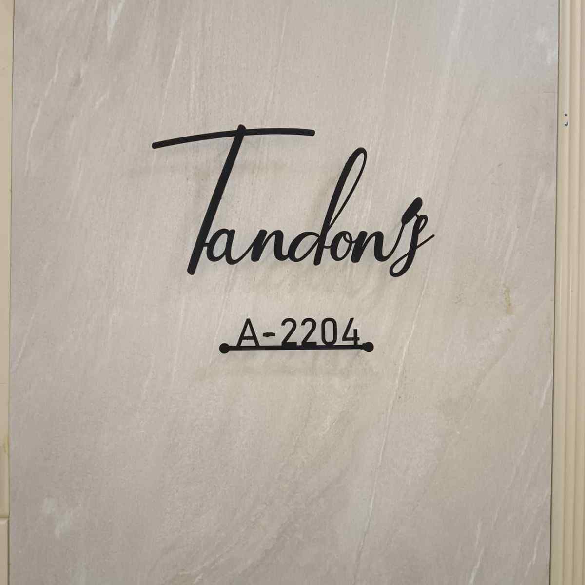 Custom Black Acrylic Name Plate for Home | Personalized Family Name & Flat Number Sign