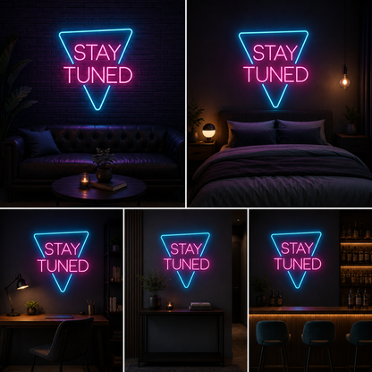 Stay Tuned Neon Sign Board | Custom Neon Light | LED Neon Light Name Plate for Wall Decor