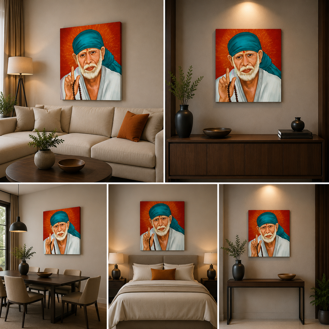 Sai Baba Beautiful Canvas Painting Wall Frame for Home Decor
