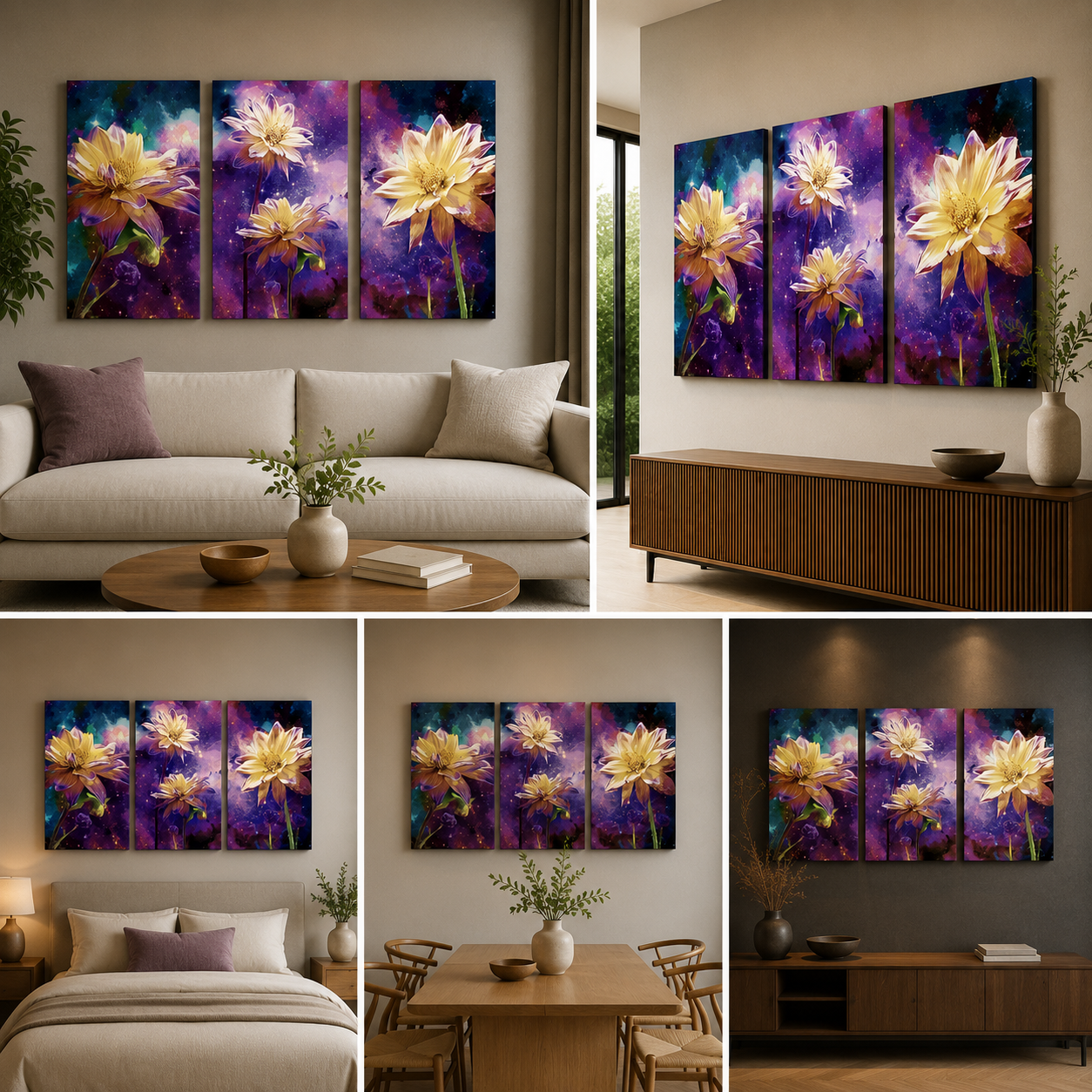 Flower Art Frame for Living Room Wall Decor (12x24 In)