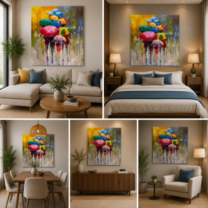 Rainy Season Abstract Wall Art Painting Frame for Living Room (24x48 In)