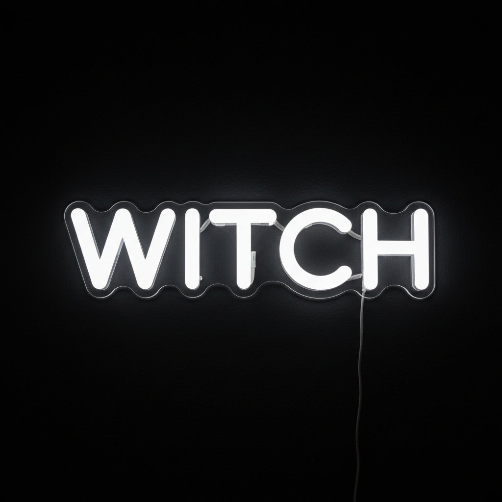 WITCHERY backlit LED letter sign halo lit 3D wall logo signage black wall retail interior