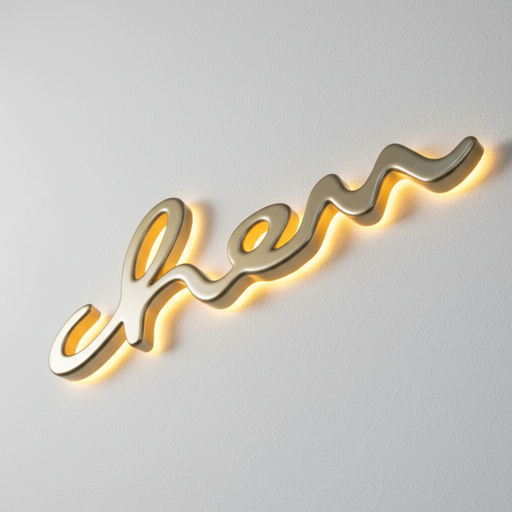 backlit 3D letter signage with halo lighting effect for modern interior branding