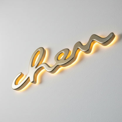 backlit 3D letter signage with halo lighting effect for modern interior branding