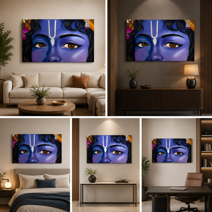 Krishna Eyes Close-Up Canvas Painting Frame Wide Wall Decor for Living Room