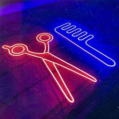 Barber tools neon sign board custom neon light salon wall decor