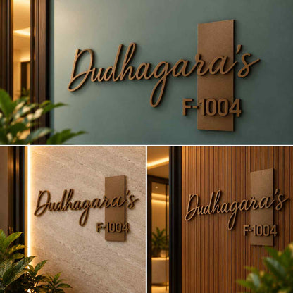 Custom 3D House Name Plate with Raised Lettering for Modern Home Entrance Decor