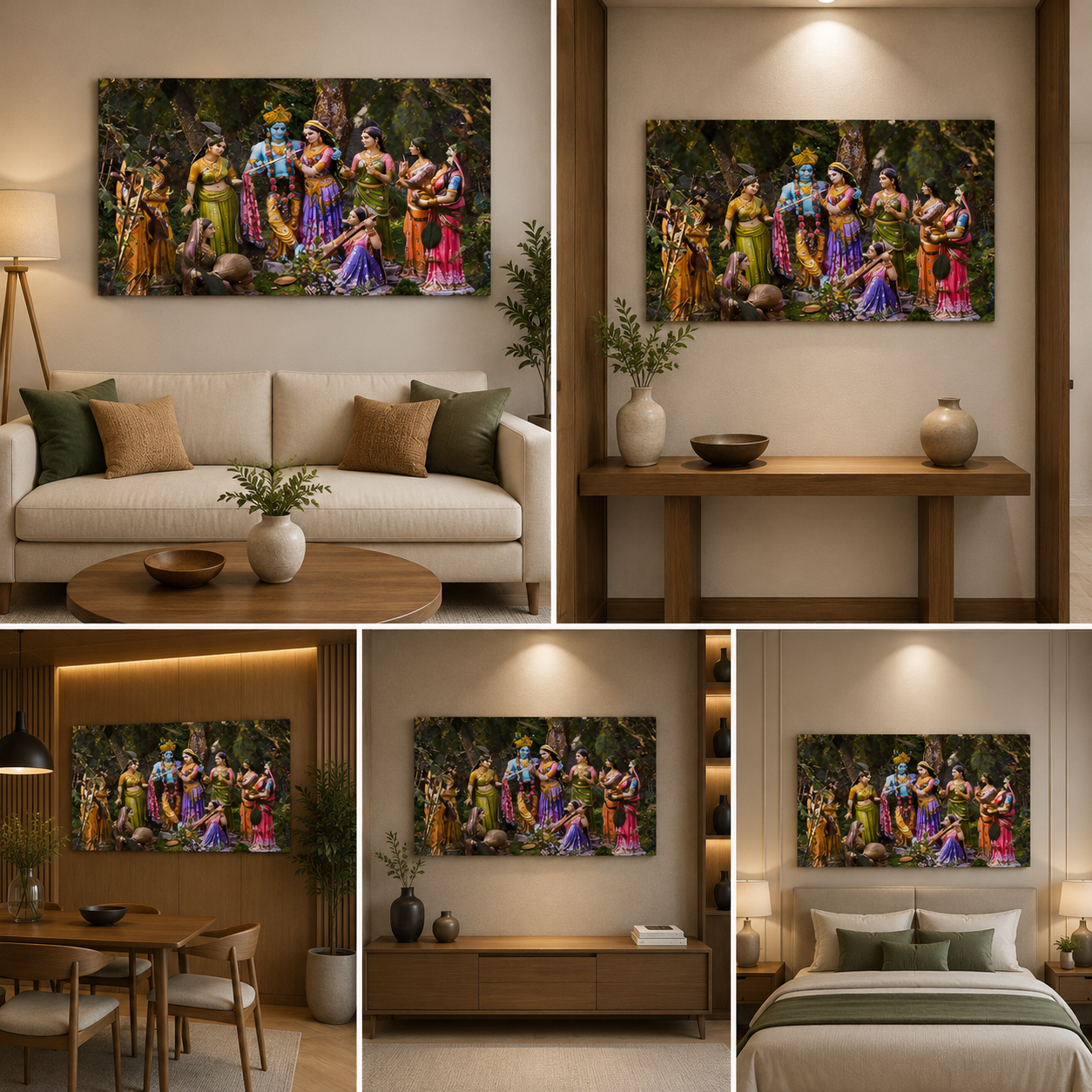 Radha Krishna Wall Painting Frame Madhubani Art | Divine Spiritual Painting for Living Room