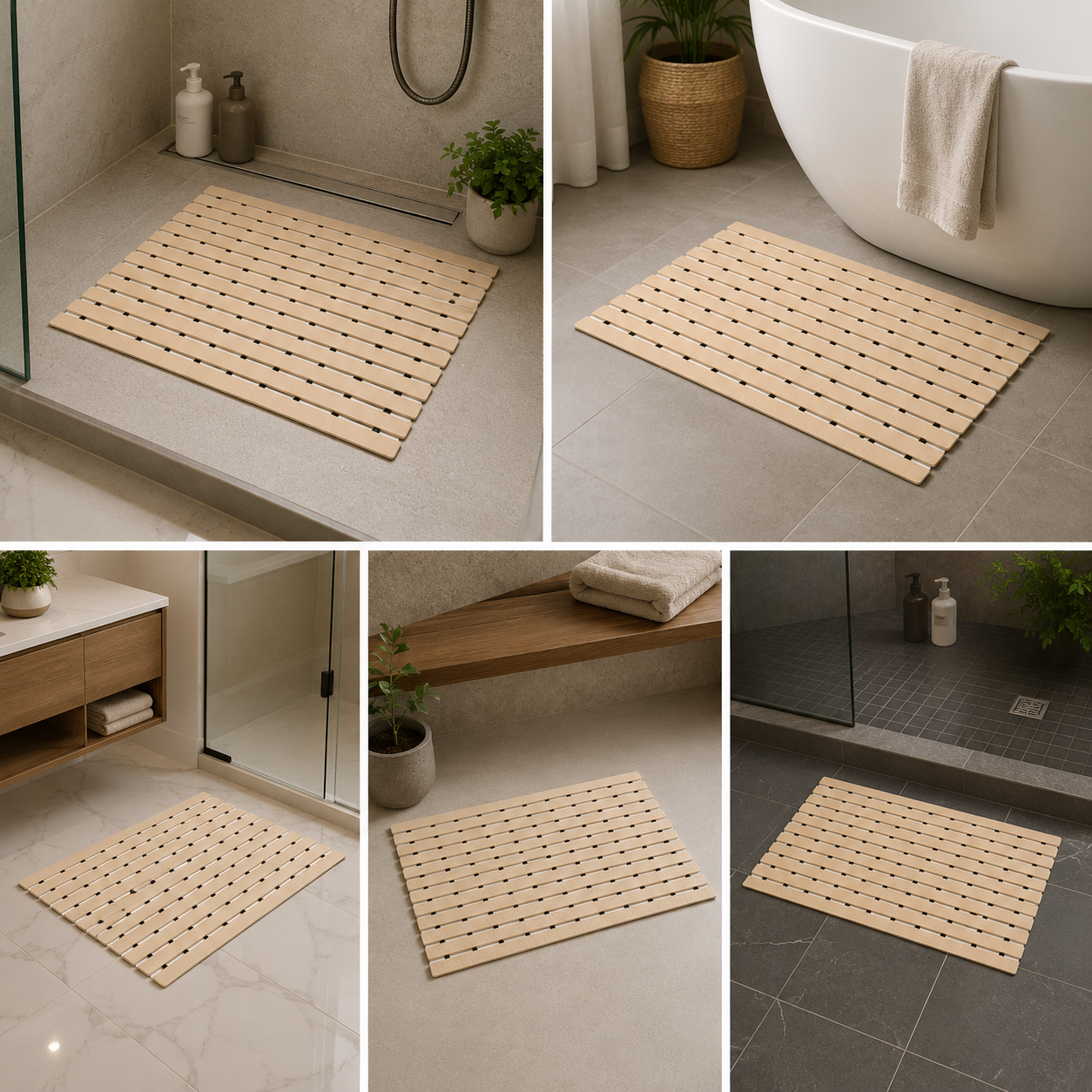 Non-Slip Shower Mat for Bathrooms, Laundry Room (60 cm By 46 Cm) (Beige)