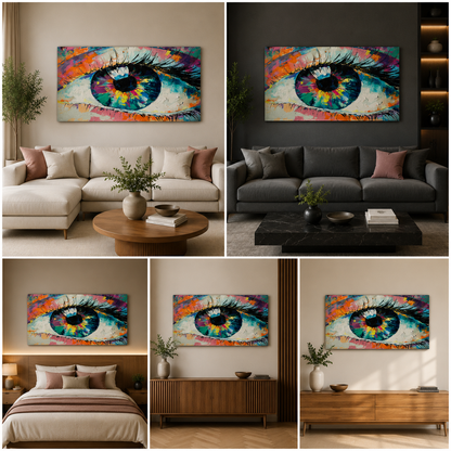 Vibrant Abstract Eye Canvas Painting for Living Room Wall Decor