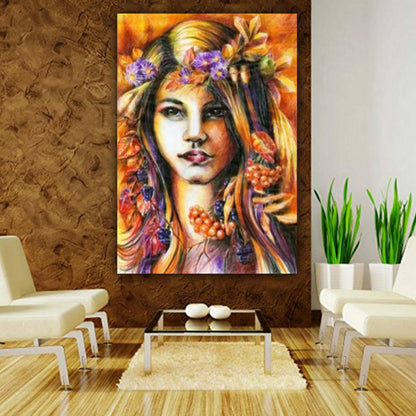 Abstract Canvas Painting with Frame for Living Room Wall Decor A Beautiful Girl