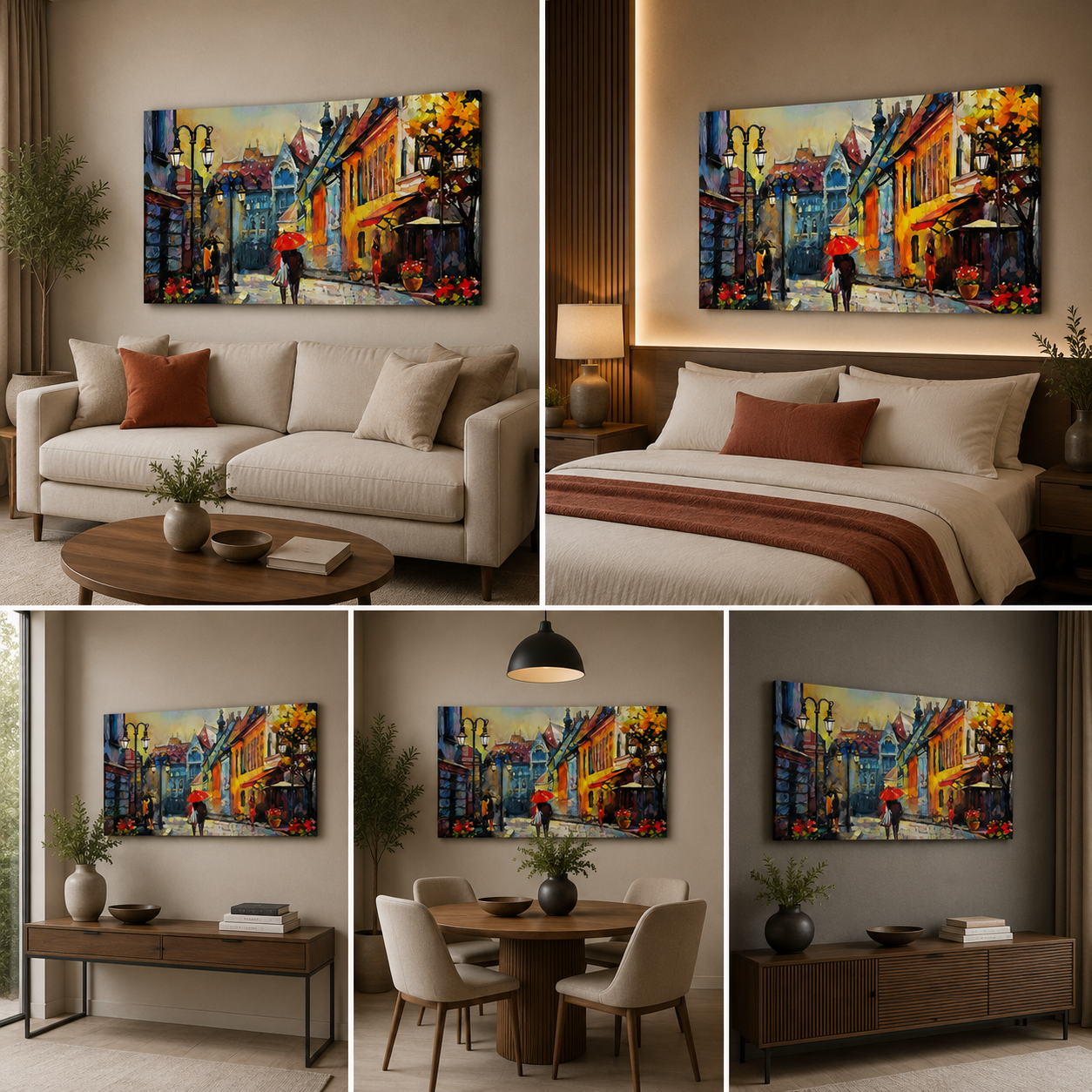 Couples Walking Landscape Wall Painting Frame for Wall Decor