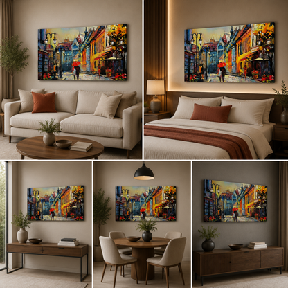Couples Walking Landscape Wall Painting Frame for Wall Decor